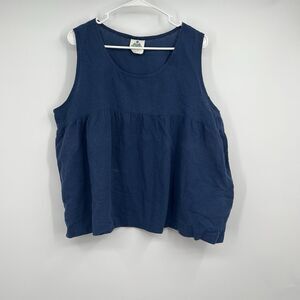 Deva Lifewear Gauze Cotton Peplum Babydoll Tank Top XL Boho Lagenlook Festival